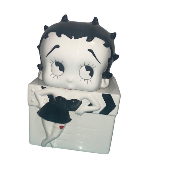 Benjamin Medwin Vintage 1995 Betty Boop Ceramic Cookie Jar White Decor - Picture 16 of 16